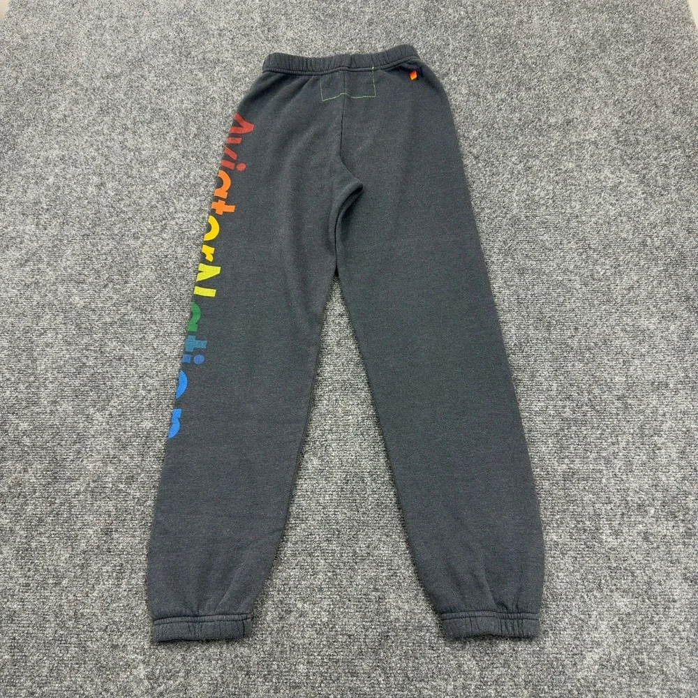 Aviator Nation Sweatpants Kids 12 Charcoal Cotton Blend Rainbow Logo Retro Surf